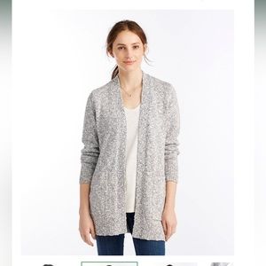 L.L. Bean cotton ragg sweater, open cardigan, heathered olive size small